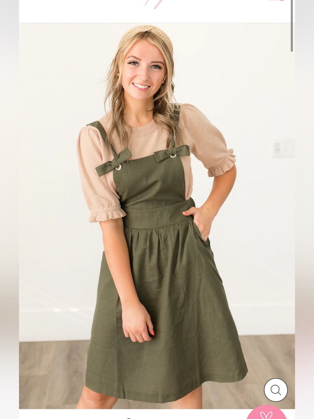 NWOT Linen-blend Olive Jumper Dress